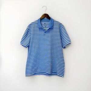 Nike Dri-FIT Polo Shirt Mens Medium Blue White Striped Short Sleeve Golf Top
